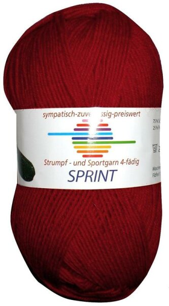 Wolle Sprint bordeux 75% Schurwolle Superwash+25% Polyamid 50g 210m, Farbe 270