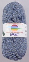 Wolle Sprint grau/ h. blau meliert 75% Schurwolle...