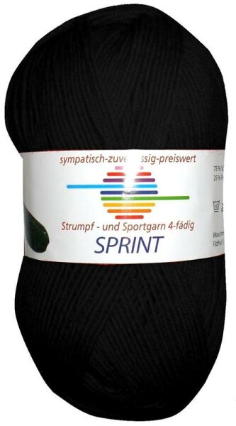 Wolle Sprint schwarz 75% Schurwolle Superwash+25% Polyamid 50g 210m, Farbe 267