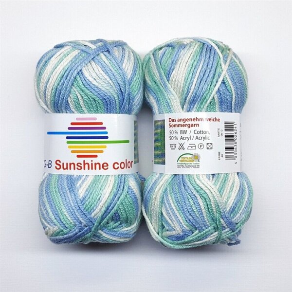 Wolle Sunshine color blau-mint-weiß Farbe 40