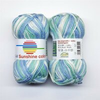 Wolle Sunshine color blau-mint-weiß Farbe 40 50%...