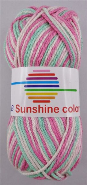 Wolle Sunshine color mint-rosa-weiß Farbe 20 50% Polyacryl+50% Baumwolle 50g 101m