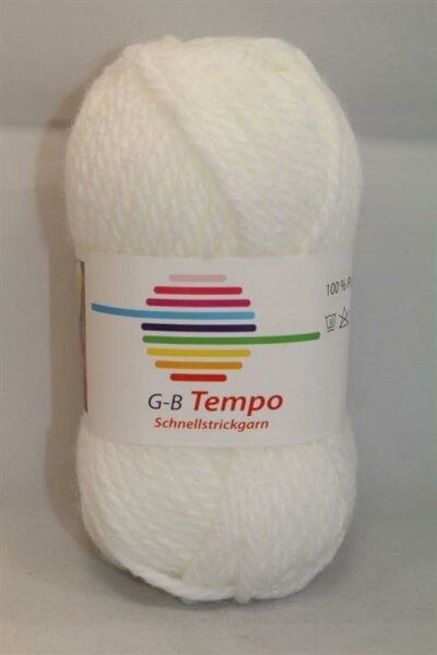 Wolle Tempo weiß 100% Polyacryl 50g 52m Farbe 20