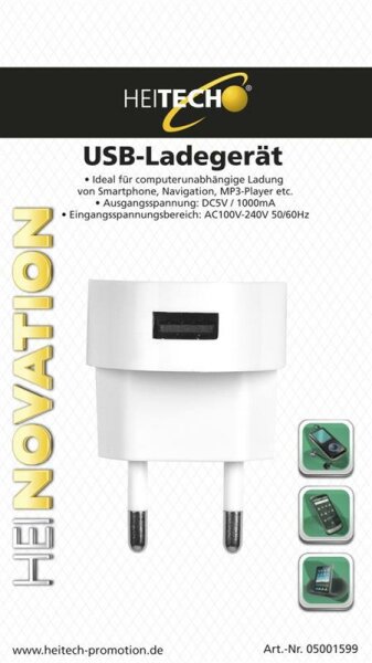 USB-Ladegerät ideal für computerunabhängige Ladung