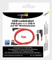 USB-Ladekabel, USB-8-pin USB-A auf 90° Winkelstecker 1m
