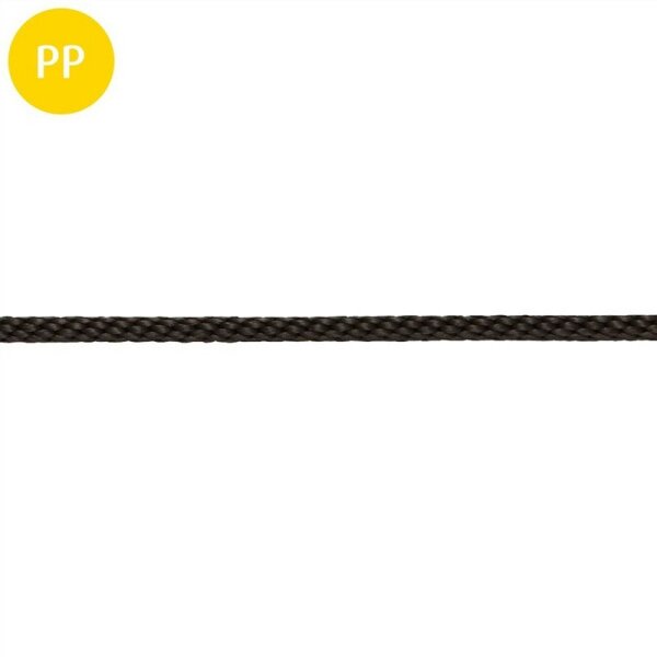 PP-Seil 6mm, schwarz ,24-fach spiralgeflochten spiralgeflochten // Meterware