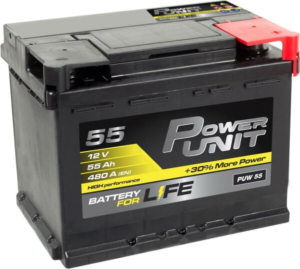 Starterbatterie 12V/55Ah 480A 242x175x190mm Power Unit PUW55