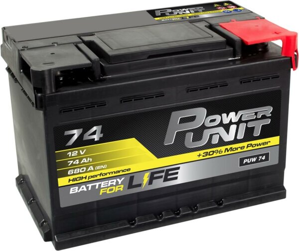 Starterbatterie 12V/74Ah 680A 278x175x190mm Power Unit PUW74