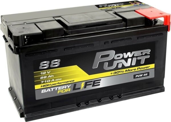 Starterbatterie 12V/88Ah 710A 353x 175x190mm Power Unit PUW88