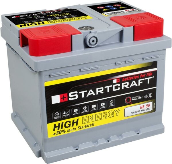 Starterbatterie 12V/50Ah 480A 207x175x175mm High Energy HE50