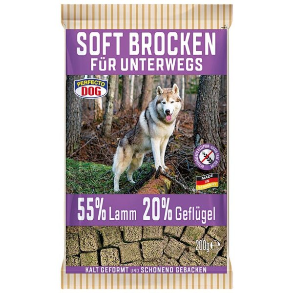 Perfecto Dog Soft Brocken für unterwegs mit Lamm & Geflügel 200g