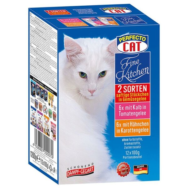 Perfecto Cat Saftige Stückchen in Gemüsegelee 12x100g Multipack