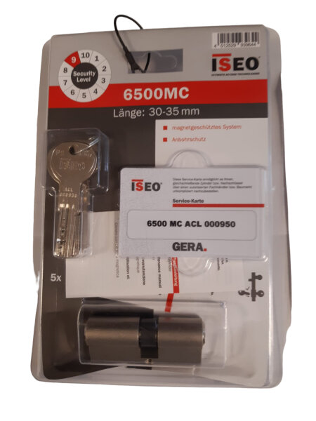 Schließzylinder Gera 6500 MC5 30-35 inkl. 5 Wendeschlüssel, mit Gefahrenfunktion