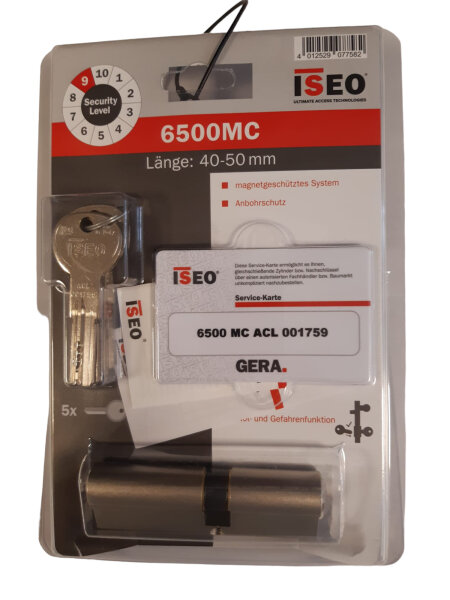 Profilzylinder Gera 6500 MC5 40-50 5 Wendeschlüssel, mit Gefahrenfunktion