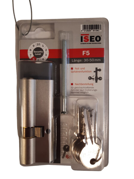 Profilzylinder F5 30-50 inkl. 6 Schlüssel, mit Gefahrenfunktion