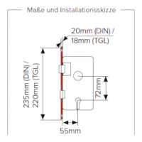 Wohungstür-Einsteckschloss Profilzylinder 72mm DIN/TGL links