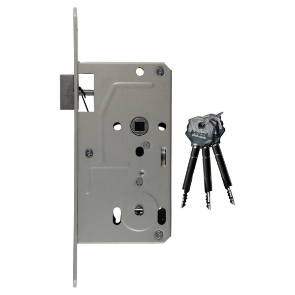 Einsteckschloss mit Einbausicherung für linke Zimmertüren 72mm DIN/TGL