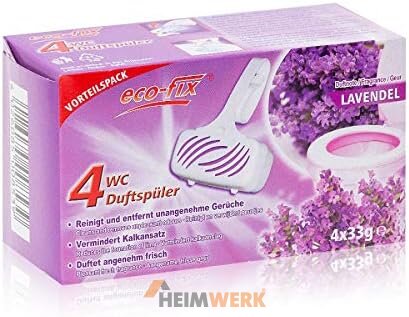 Eco-fix WC Duftspüler Lavendel – 20 Stück, Einhänger Mit Aktiv-Schaum, Kalk-Schutz, Made In Germany