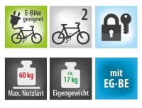 Fahrradträger PREMIUM  E-BIKE TRÄGER HECK  FÜR ANHÄNGEKUPPLUNG AHK FÜR 2 RÄDER