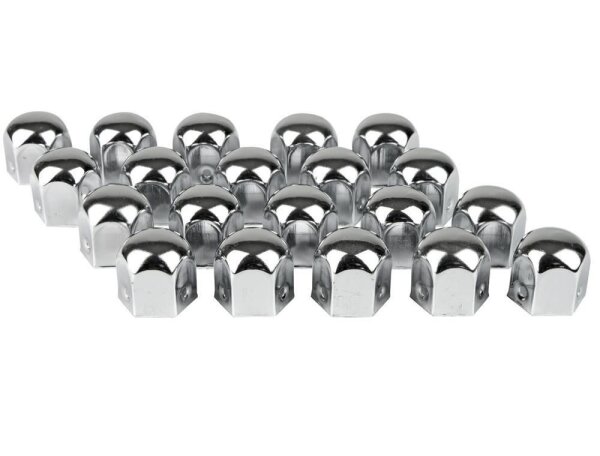 Radschraubenkappen 20 Stück verchromt 17mm 6-Kant-Design EUFAB