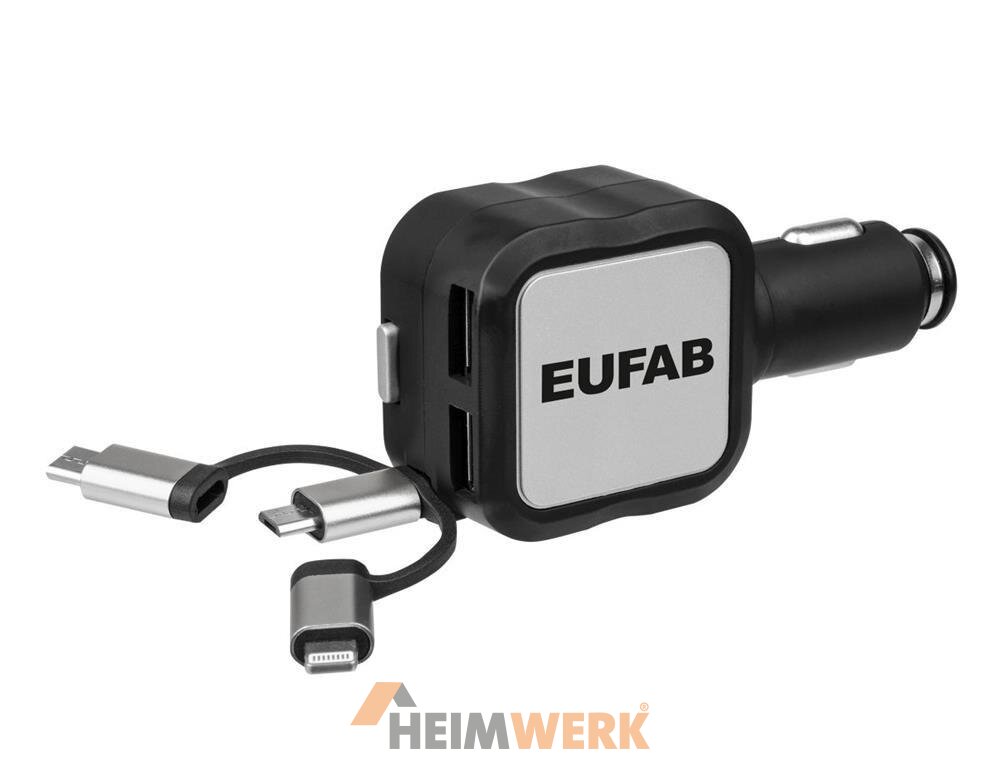 Dual USB KFZ-Ladegerät Mit Micro USB Kabel Und USB 2.0 - 21 Watt / 4.2 A - Weiß