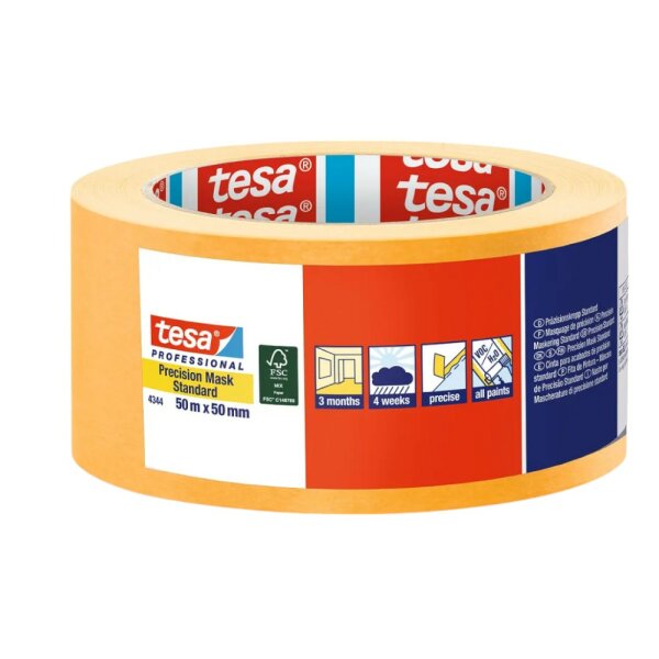 tesa Professional 4344 Präzisionskrepp Standard 50mx38mm orange