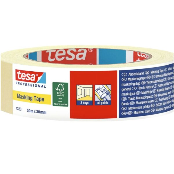 tesa Professional 4323 Abdeckband/Allzweck-Malerkreppband 50mx30mm chamois