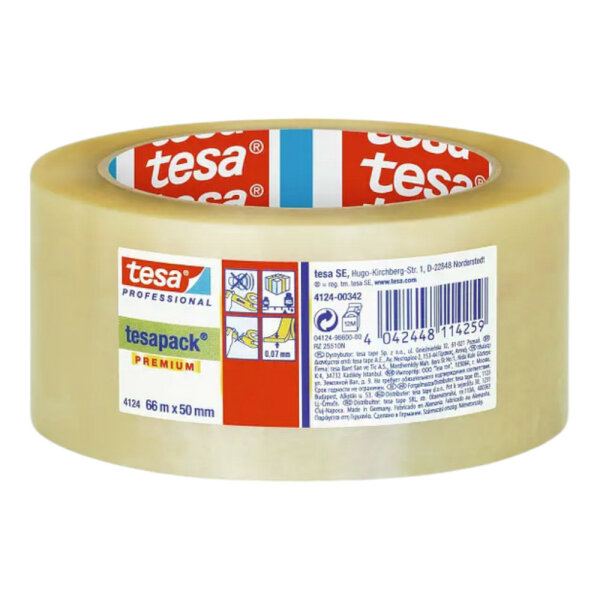 tesa Professional 4124 Paketklebeband/Packband Premium PVC 66mx50mm transparent