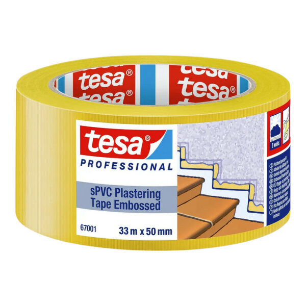 tesa Professional 67001 Putzband sPVC quergerillt 33mx50mm gelb