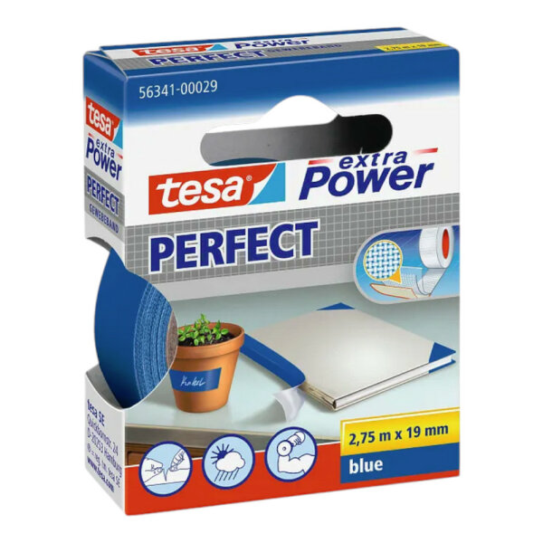 tesa extra Power Perfect Gewebeband 2,75mx19mm blau