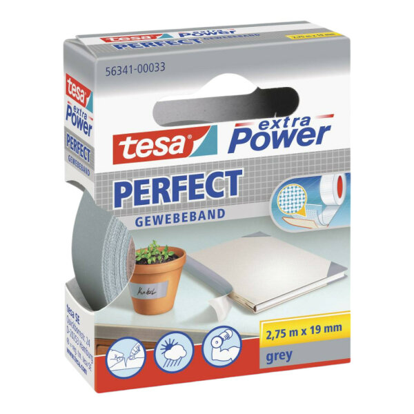 tesa extra Power Perfect Gewebeband 2,75mx19mm grau