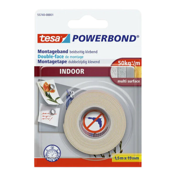 tesa Powerbond INDOOR Montageklebeband 1,5mx19mm