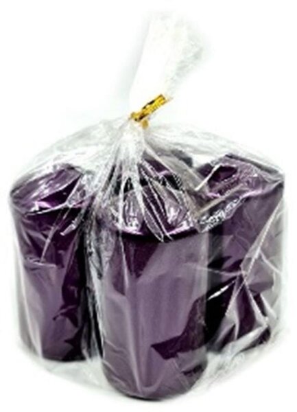 HOFER Stumpenkerze 4er 50x90 Aubergine Metallic