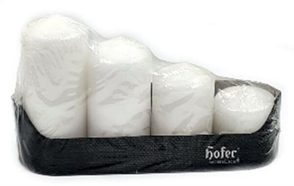 HOFER Stufen-Stumpenkerze/Adventstumpen 4er 50x60/80/100/120mm Weiss