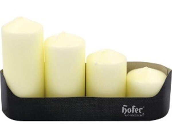 HOFER Stufen-Stumpenkerze/Adventstumpen 4er 50x60/80/100/120mm Elfenbein