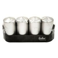 HOFER Stumpenkerze 4er 40x80 Silber Metallic