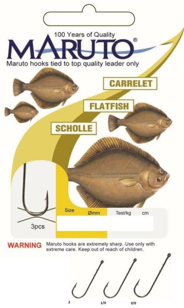 Maruto 2er Scholle/Plattfisch gunsmoke Größe 3/0 gebunden 70cm PALADIN