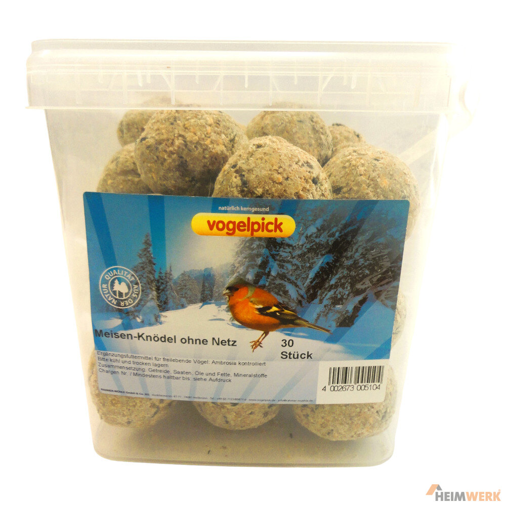 Little Birds Meisenknödel Ohne Netz – 30 Stück, Je 90 G – Natürliches Ganzjahresfutter Für Wildvögel