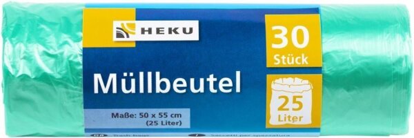 Müllbeutel 25 Liter 30er grün HDPE