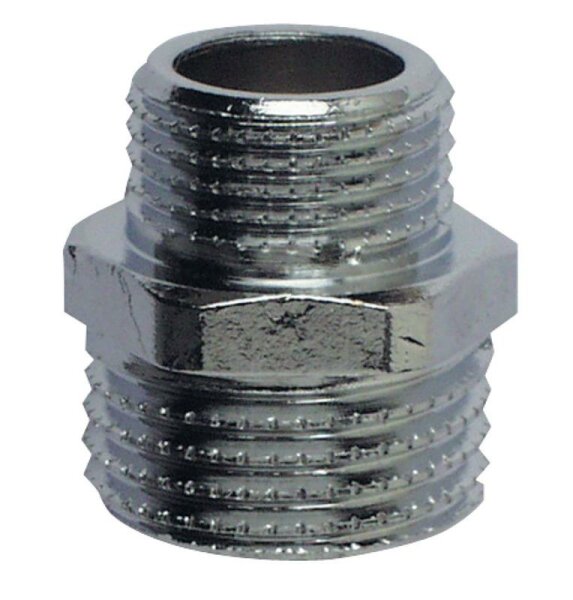 chrom Reduzier-Doppelnippel 1/2"x3/8"