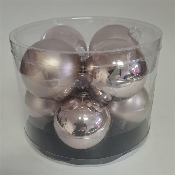 Kugel-Set taupe 8tlg. Glas Ø 8 cm, matt-glänzend