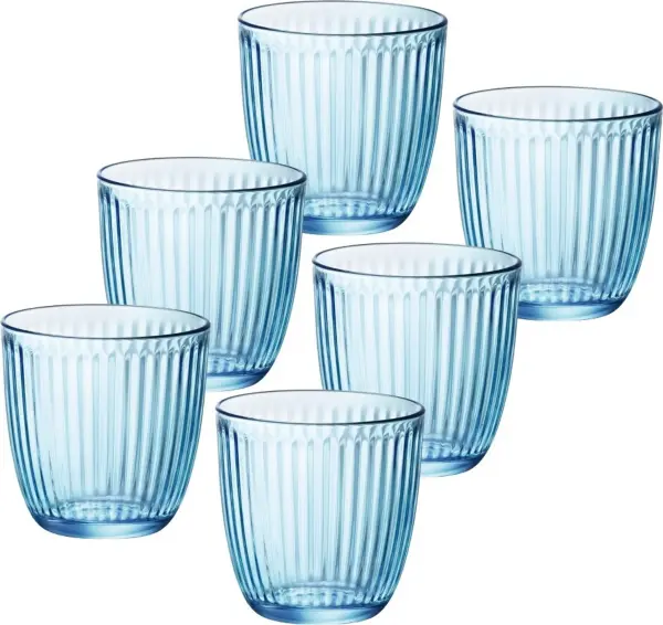 Trinkglas 6er Set blau Line 8,5cm Bormioli