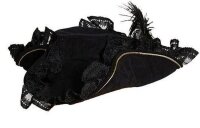 Piratenhut Damen schwarz mit Spitzenborte/Feder Polyester...