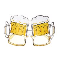 Brille Bierglas gelb Kunststoff, Spaßbrille...