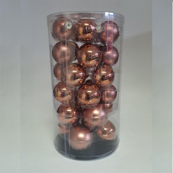 Kugel-Set kupfer 31tlg. Glas Ø 4-5-6 cm, matt-glänzend