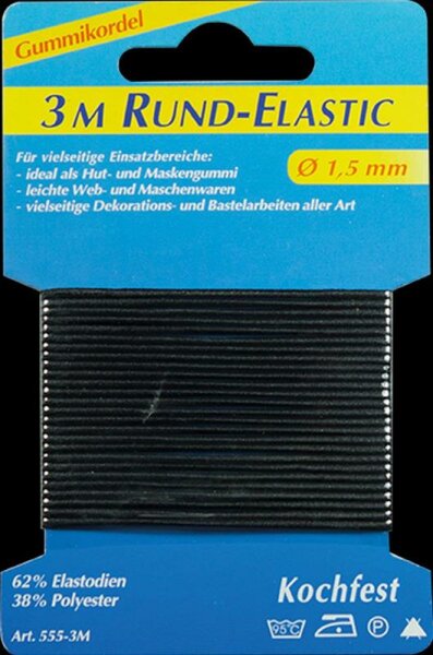 Rund-Elastic 3m Gummikordel, schwarz/weiß