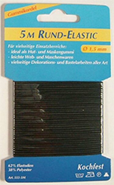 Rund-Elastic 5m Gummikordel, schwarz/weiß