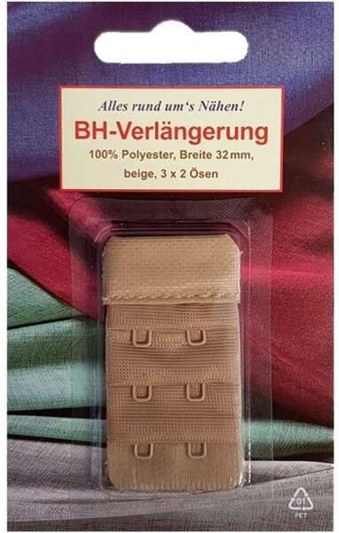 BH-Verlängerung 32mm beige, 3 x 2 Ösen