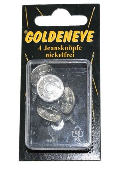 Jeansknöpfe 4er silber mit Sterne