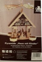 Pyramide "Haus mit Kindern" für 4 Teelichte 24x24x26cm Handarbeit CP00-5127